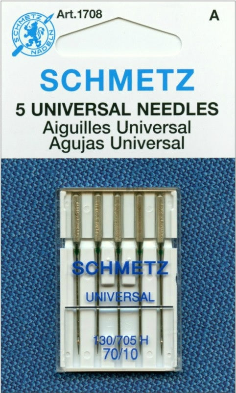 Schmetz 1708 Agujas universales para máquina de coser 130/705H 15x1 Tamaño 70/10 Paquete de 5