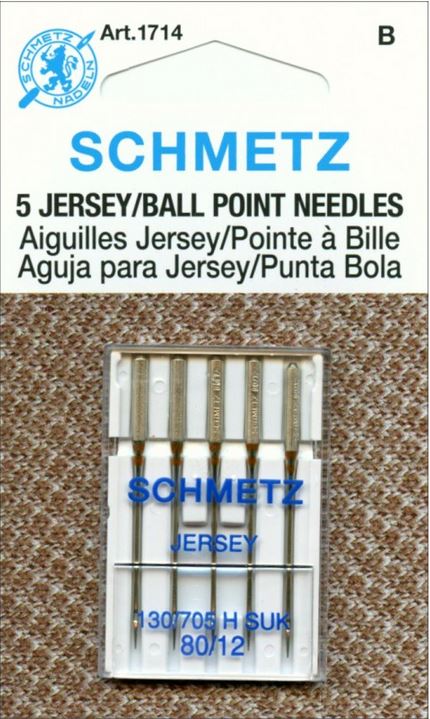 Schmetz 1714 Jersey Ballpoint Sewing Machine Needles 130/705H-SUK 15x1 Size 80/12 5 Pack