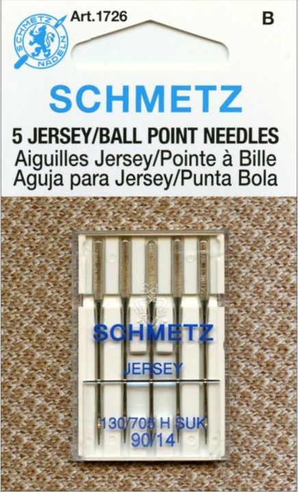 Schmetz 5pk Size 90/14 Jersey Ballpoint Sewing Machine Needles 1726 130/705H-SUK 15x1