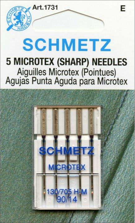 Schmetz 1731 Microtex (Sharp) Agujas para máquina de coser 130/705H-M 15x1 Tamaño 90/14 Paquete de 5