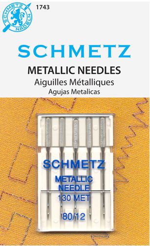 Schmetz 1743 Metallic Sewing Machine Needles 130 MET 15x1 Size 80/12 5 Pack