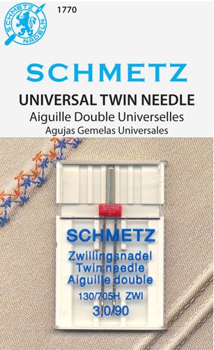Schmetz 1770 Twin Universal Agujas para máquina de coser 130/705H 15x1 Tamaño 3.0/90 Paquete individual
