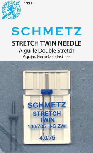 Schmetz 1775 Twin Stretch Agujas para máquina de coser 130/705H-S 15x1 Tamaño 4.0/75 Paquete individual