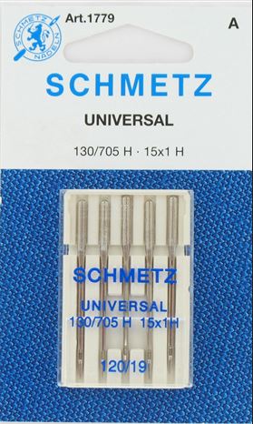 Schmetz 1779 Agujas universales para máquina de coser 130/705H 15x1 Tamaño 120/19 Paquete de 5