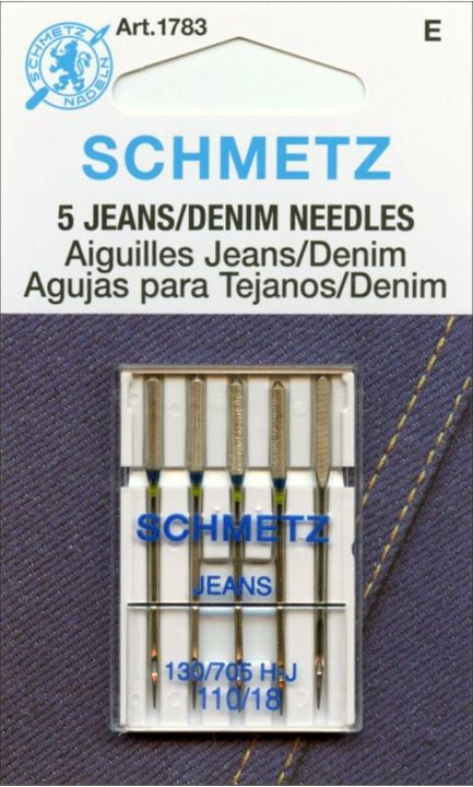 Schmetz 1783 Jeans Denim agujas para máquina de coser 130/705H-J 15x1 tamaño 110/18 5 unidades