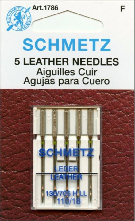 Schmetz 1786 Leather Sewing Machine Needles 130/705H-LL 15x1 Size 110/18 5 Pack