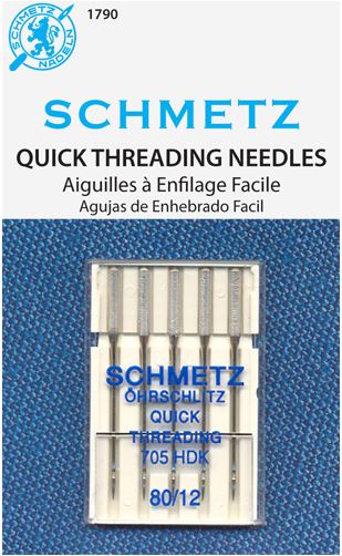 Schmetz 1790 Quick Self-Threading Sewing Machine Needles 705 HDK Size 80/12 5 Pack