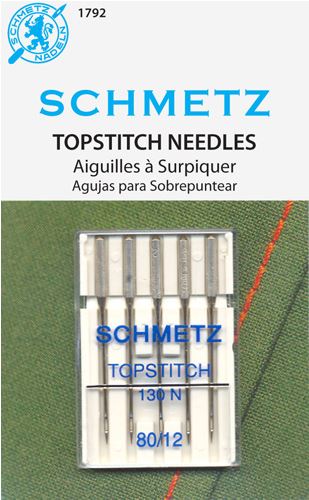 Schmetz 1792 Agujas para máquina de coser de pespunte 130 N 15x1 Tamaño 80/12 Paquete de 5
