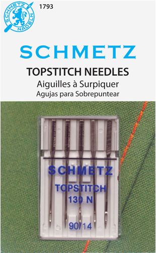 Schmetz 1793 Agujas para máquina de coser de pespunte 130 N 15x1 Tamaño 90/14 Paquete de 5