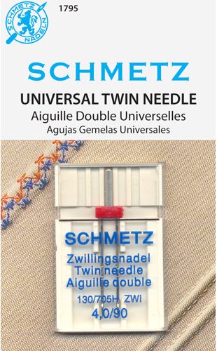 Schmetz 1795 Twin Universal Agujas para máquina de coser 130/705H 15x1 Tamaño 4.0/90 Paquete individual