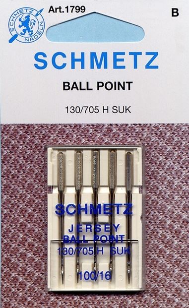 Schmetz 1799 Jersey Bolígrafo Agujas para máquina de coser 130/705H-SUK 15x1 Tamaño 100/16 Paquete de 5