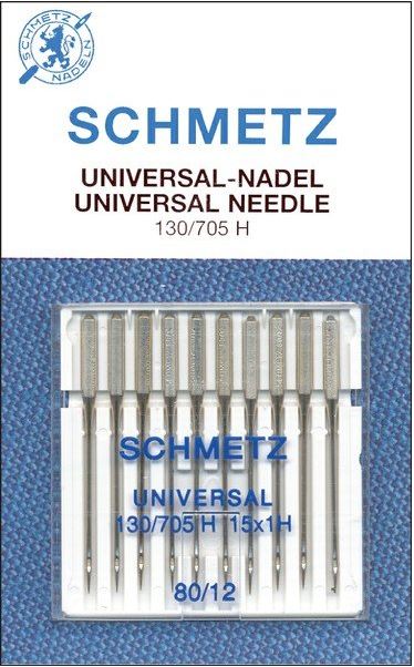 Schmetz 1833 Agujas universales para máquina de coser 130/705H 15x1 Tamaño 80/12 Paquete de 10