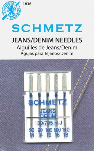 Schmetz 1836 Jeans Denim agujas para máquina de coser 130/705H-J 15 x 1 tamaño surtido paquete de 5