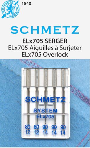 Agujas para máquina de coser Schmetz 1840 Overlock Serger ELX705, tamaño surtido, paquete de 5