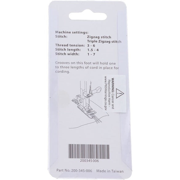 Janome 3 Way Cording Foot for Horizontal Rotary Hook Models 200345006 for Sale at World Weidner