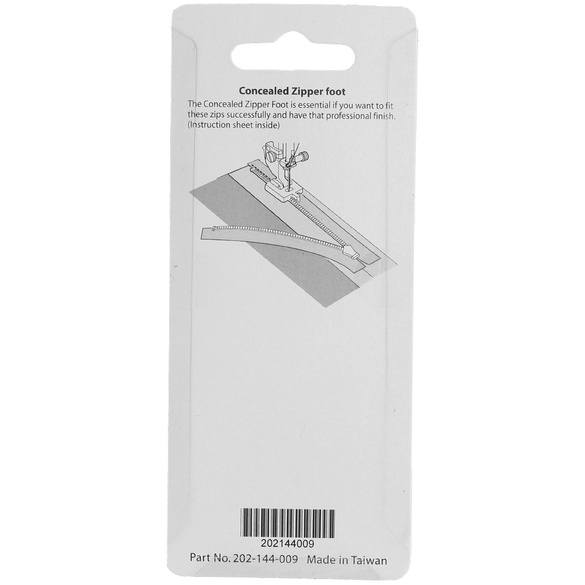 Janome Concealed Zipper Foot for 9mm Machines 202144009 for Sale at World Weidner