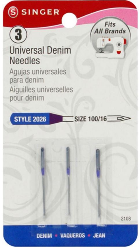Singer Size 100/16 Universal Denim Sewing Machine Needles 2108 Style 2026