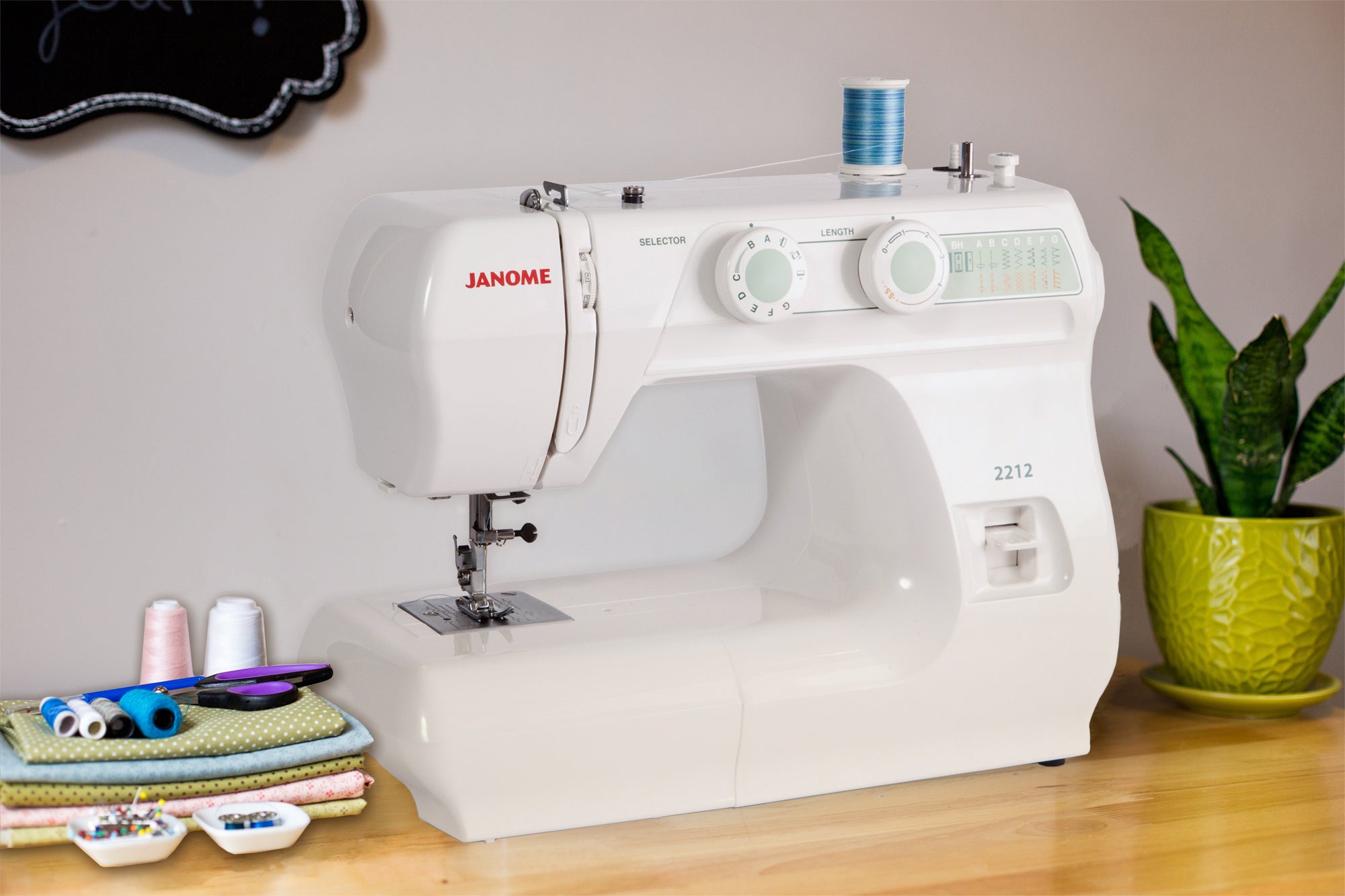 image of the Janome 2222 Sewing Machine on a table