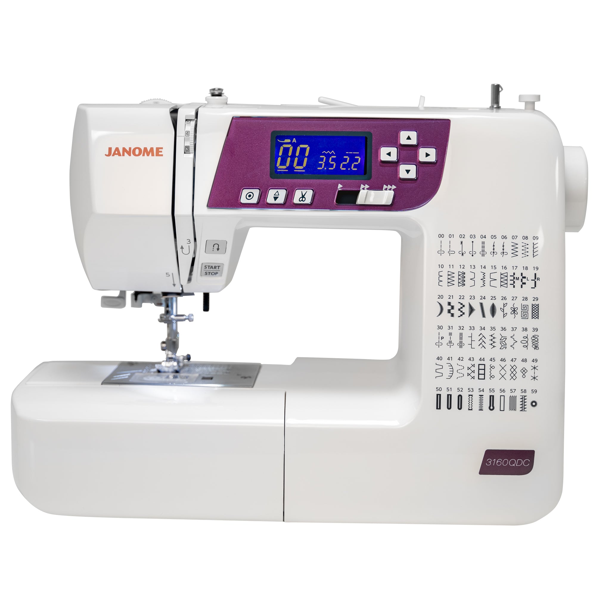 front facing image of the Janome 3160QDC-G Sewing and Quilting Machine