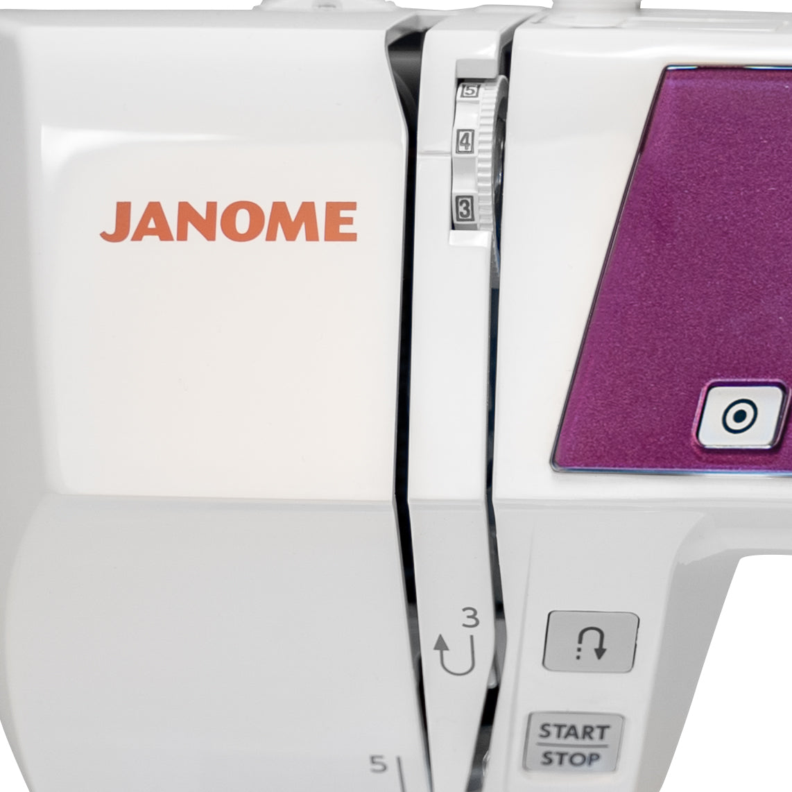 close up image of the Janome 3160QDC-G Sewing and Quilting Machine stitch selector