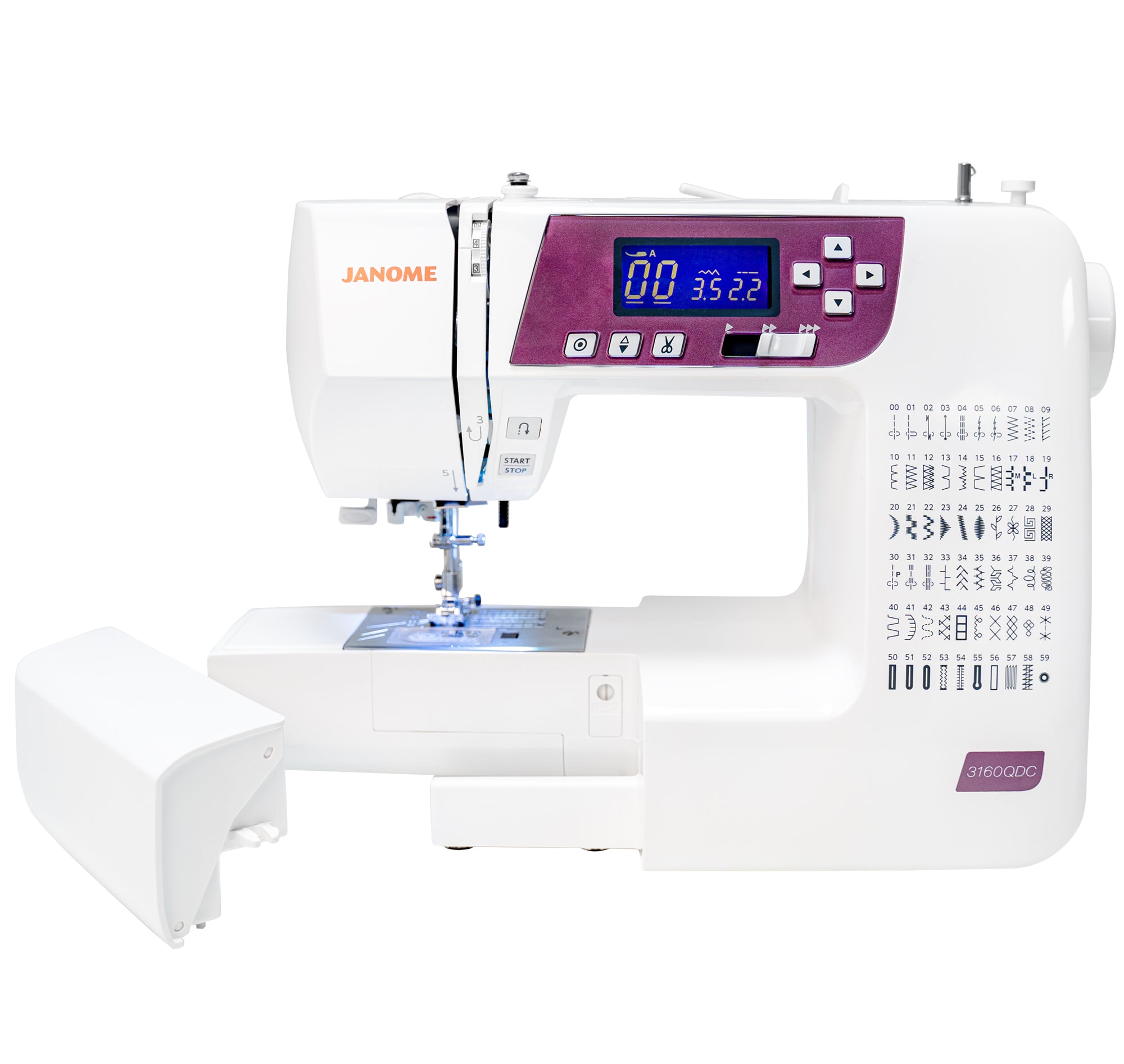 image of the Janome 3160QDC-G Sewing and Quilting Machine with an open compartment 