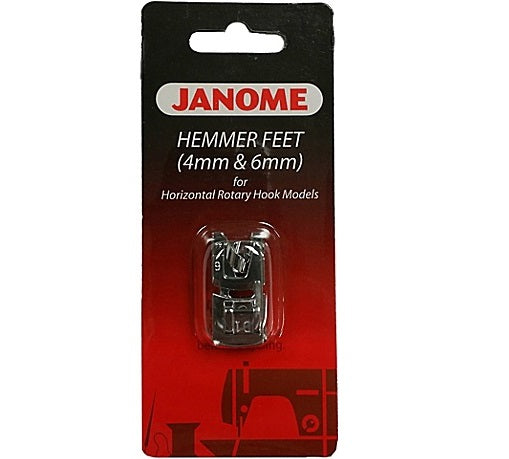 Janome 4mm and 6mm Hemmer Feet Set for Horizontal Rotary Hook Models 200326001 for Sale at World Weidner