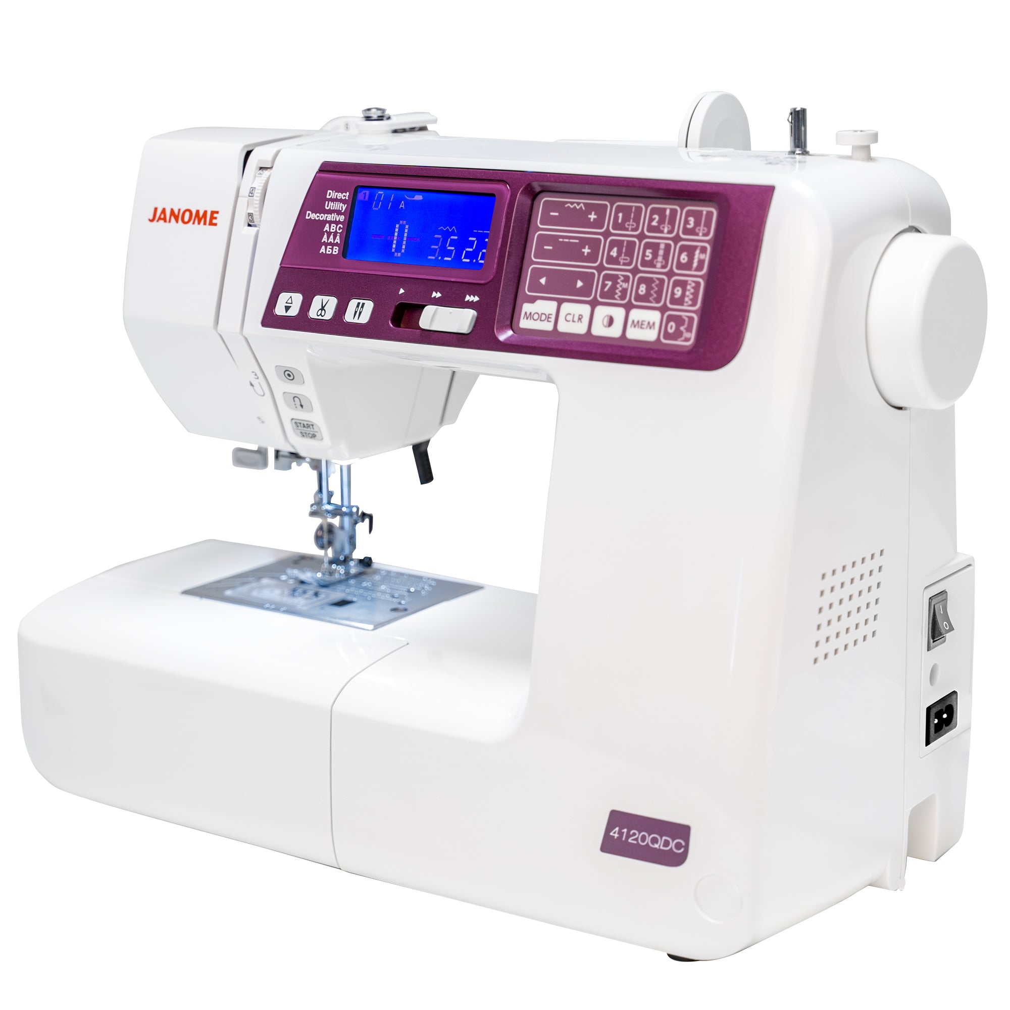 angled image of the Janome 4120QDC-G Sewing and Quilting Machine