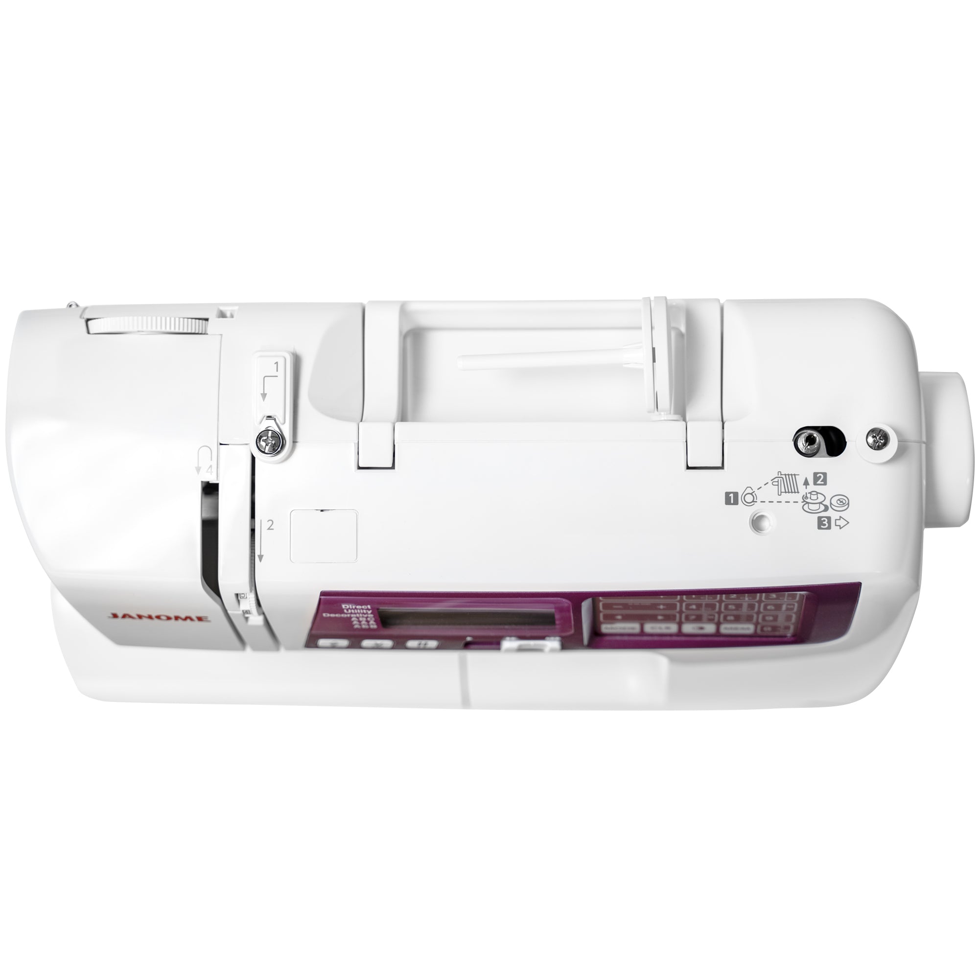 top down image of the top of the Janome 4120QDC-G Sewing and Quilting Machine