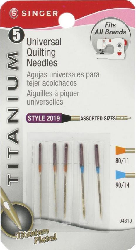 Singer 4810 Titanium Universal Quilting Sewing Machine Needles Sizes 80/11 (3) & 90/14 (2) Style 2019