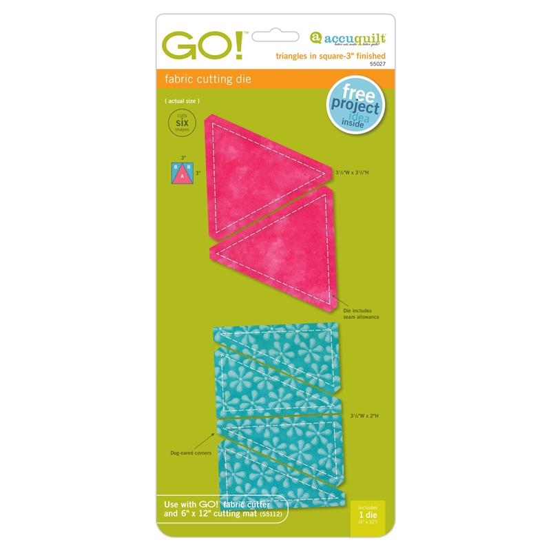 AccuQuilt GO! Die Triangles in Square-3" Finished Square 55027 image of packaging