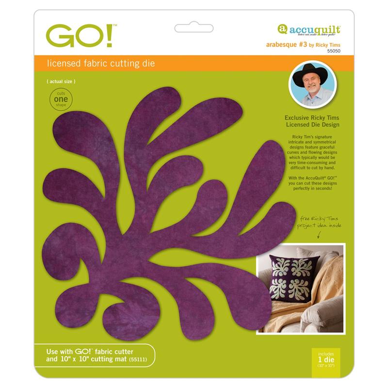 AccuQuilt Go! Die Arabesque #3 by Ricky Tims view of pattern and packaging.