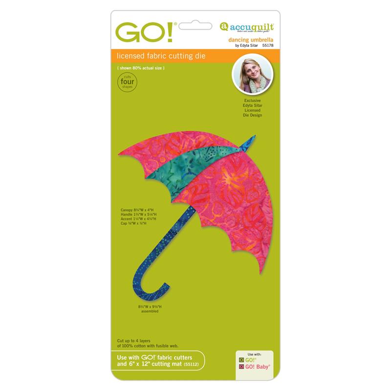 AccuQuilt GO! Die Dancing Umbrella by Edyta Sitar 55178 view of packaging