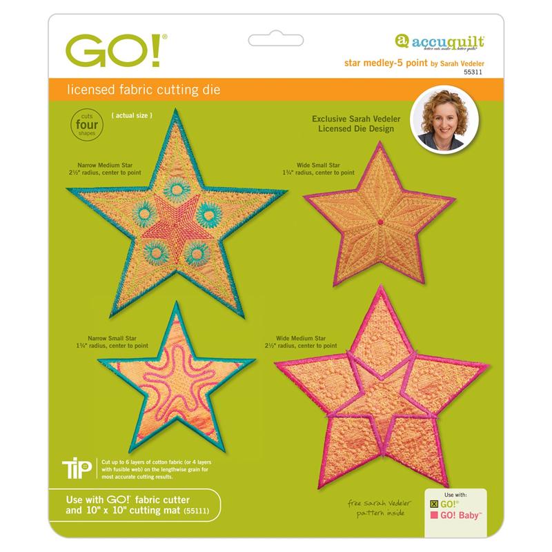 AccuQuilt GO! Die Star Medley-5 Point by Sarah Vedeler 55311 image of packaging