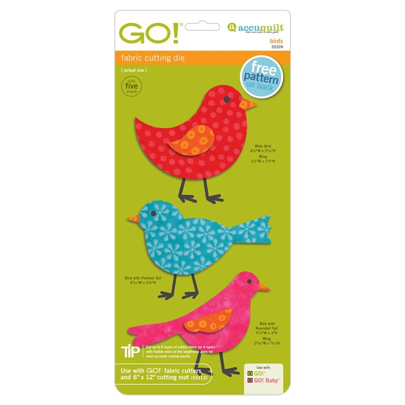 AccuQuilt Go! Die Birds image of patterns and packaging