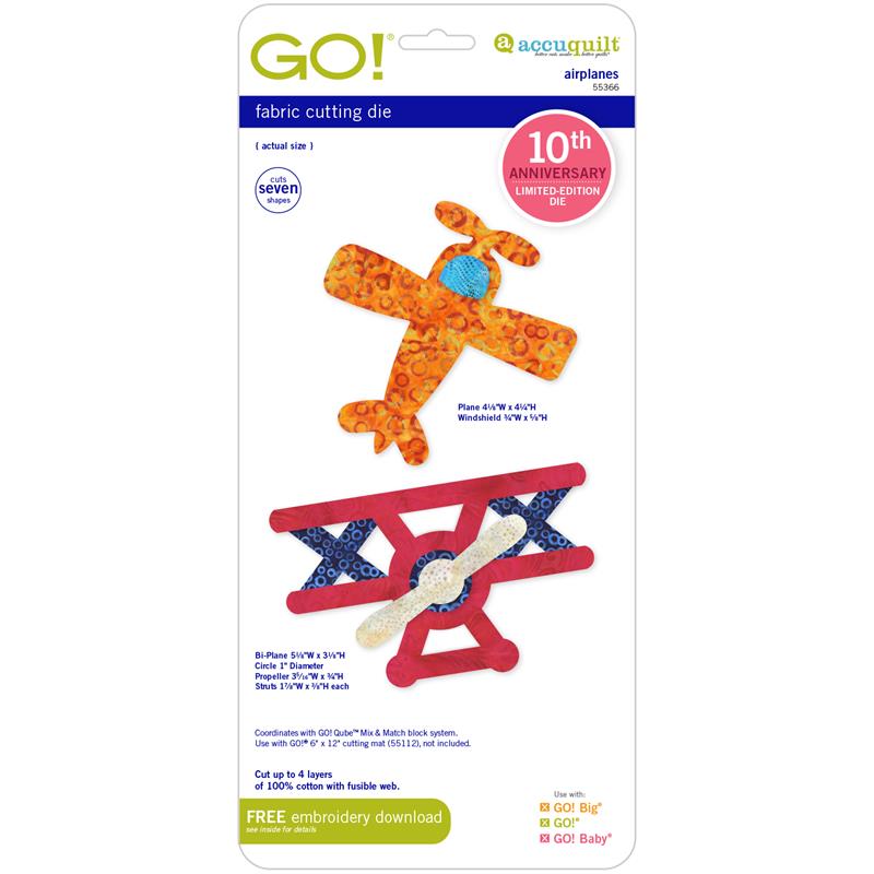 AccuQuilt GO! Die Airplanes 55366 10th Anniversary Limited Edition