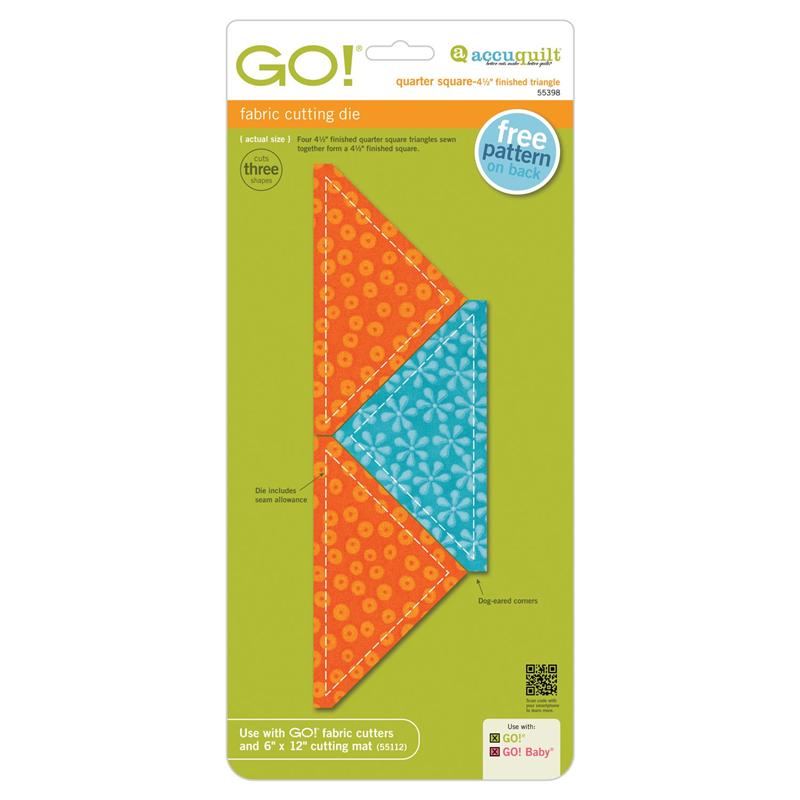AccuQuilt Go! Die Quarter Square Triangle-4 1-2" Finished Square 55398 view of packaging