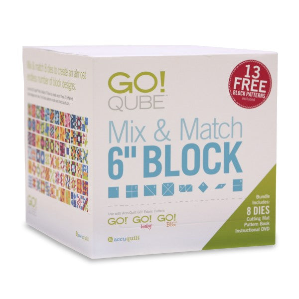 AccuQuilt GO! Qube Mix and Match 6" Block Die Set 55775 Media 1 of 11 image of packaging