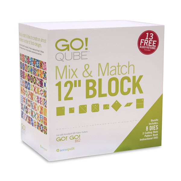 AccuQuilt GO! Qube Mix and Match 12" Block Die Set 55778 view of packaging