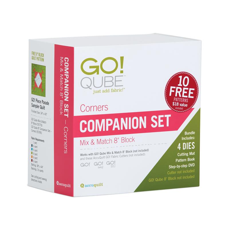 AccuQuilt GO! Qube 8" Companion Die Set Corners 55785 image of packaging