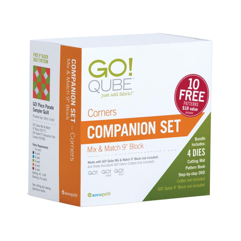 AccuQuilt GO! Qube 9" Companion Die Set Corners 55786 view of packaging