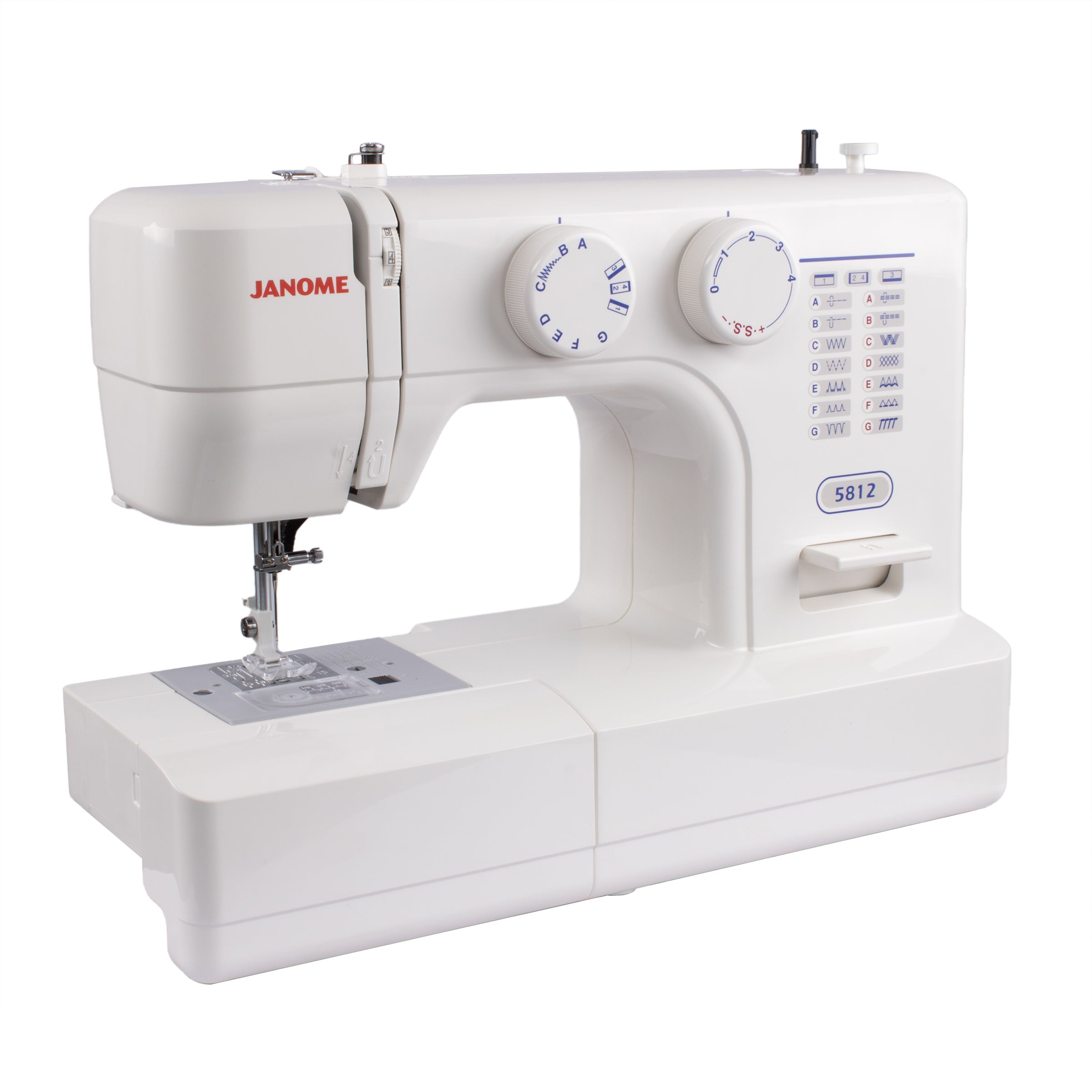 angled image of the Janome 5812 Sewing Machine