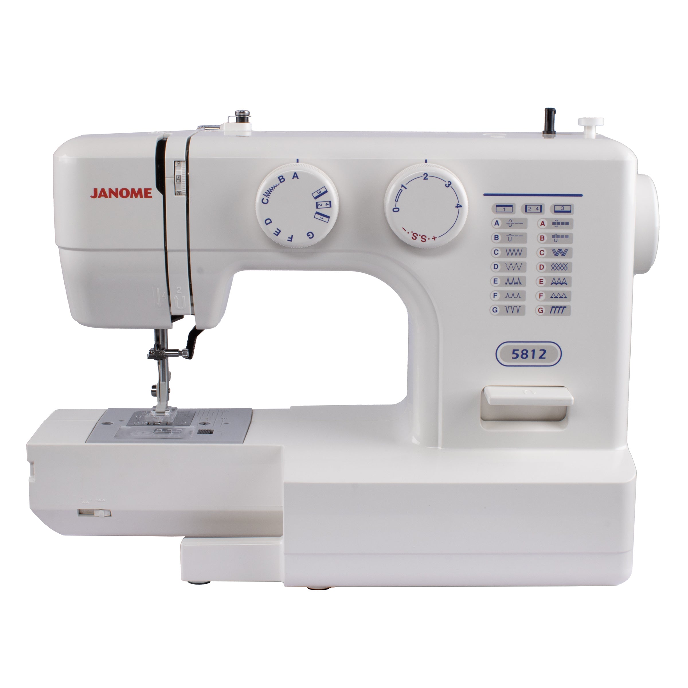 front facing image of the Janome 5812 Sewing Machine with free arm