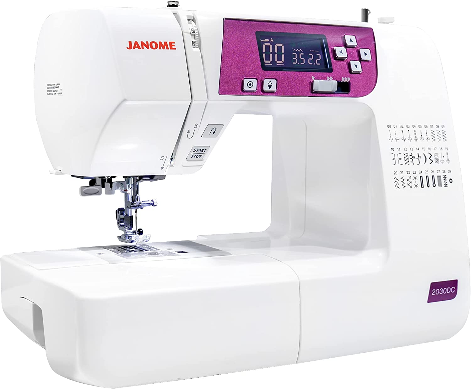 angled image of the Janome 2030QDC-G Sewing and Quilting Machine