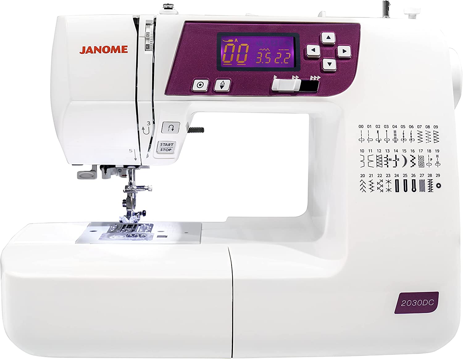 front facing image of the Janome 2030QDC-G Sewing and Quilting Machine