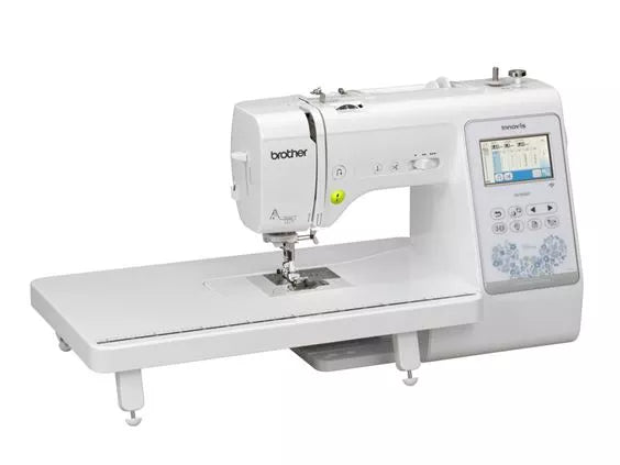 angled image of the Brother Innov-is NS1850D four by four Sewing and Embroidery Machine with table
