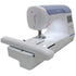 angled image of the Brother PE800 seven by five Embroidery Machine with an accessory