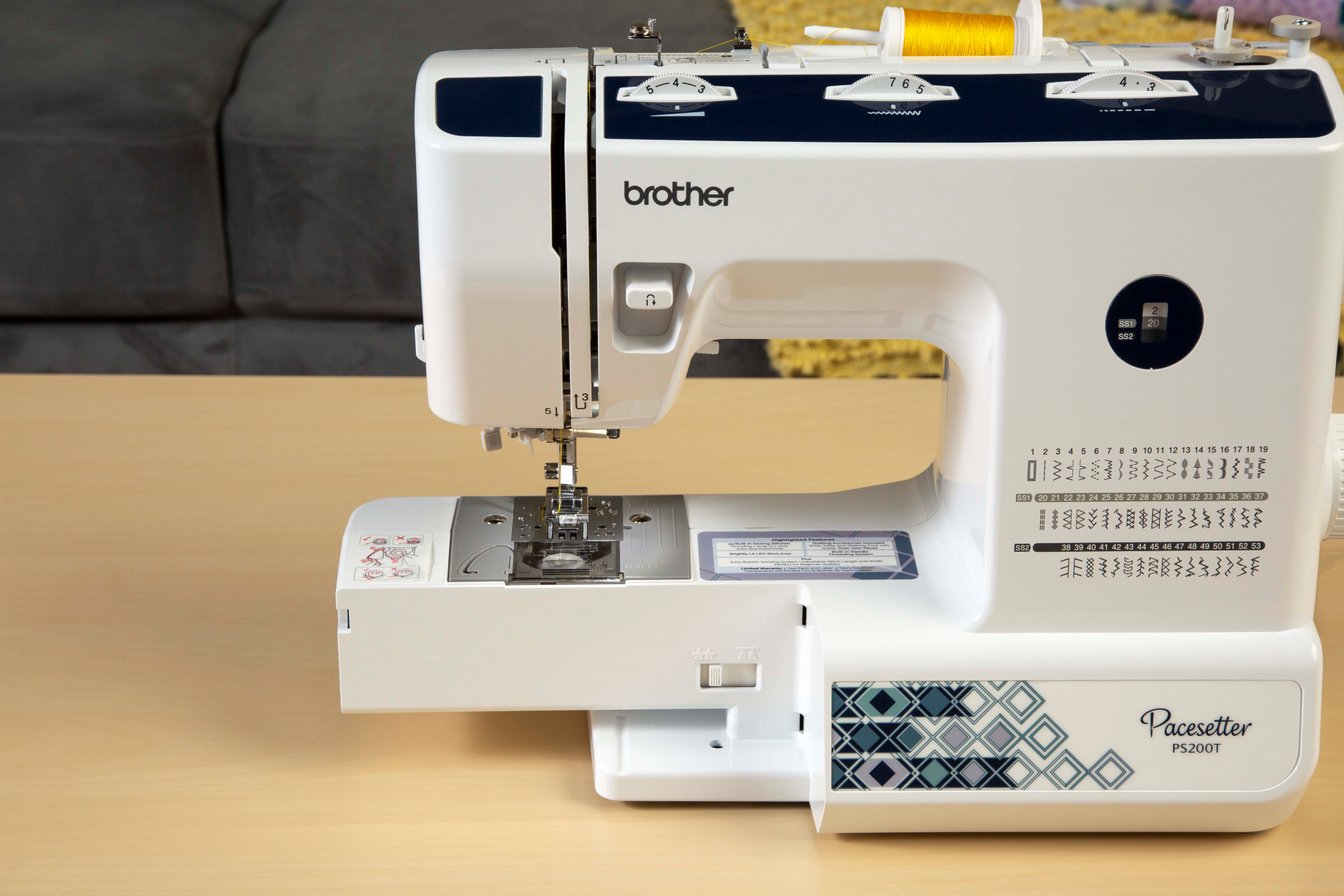 image of the Brother PS200T sewing and quilting machine free arm feature
