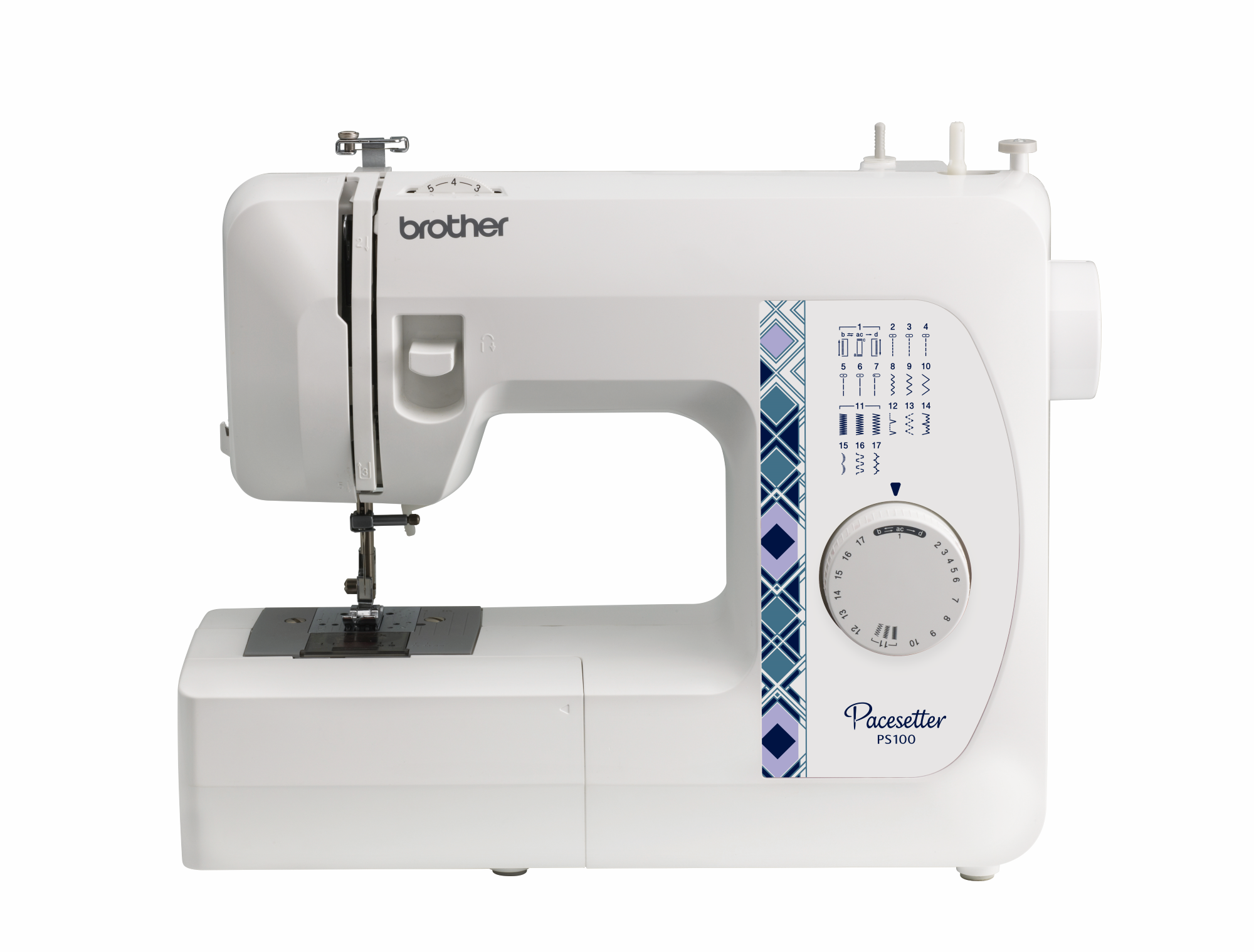 Brother sewing machine with a decorative panel on a white background