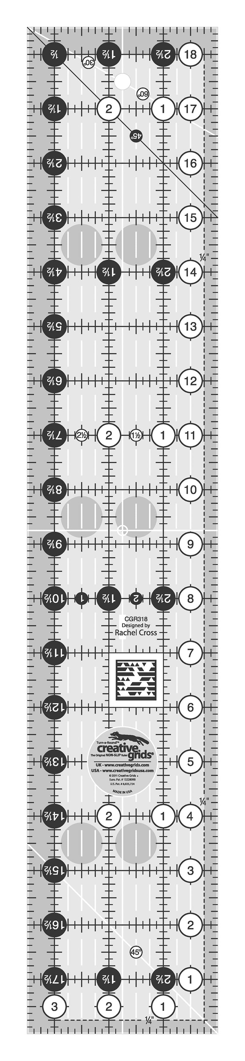 Creative Grids Regla rectangular de 3 1/2" x 18 1/2"