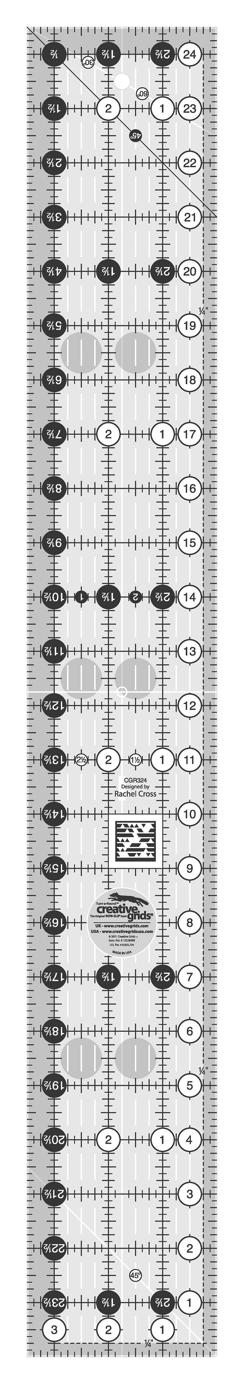 Creative Grids Regla rectangular de 3 1/2" x 24 1/2"